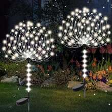 Luces solares para decoración de jardín patio camino con 300 LED 8 modos de iluminación impermeables para fuegos artificiales - Blanco - Ver 2
