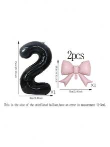 2pcs 32-Inch Number Balloon Set, Pink & Red Bow Foil Balloons, White, Red, Black & Cream 0-9 Number Balloons Suitable For Birthday Party, Anniversary Decoration - Multicolor - View 28