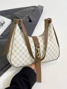 Retro Fashionable Chic Niche One Shoulder Underarm Leopard Print Commuter Elegant Crescent Moon Bag - White - View 9