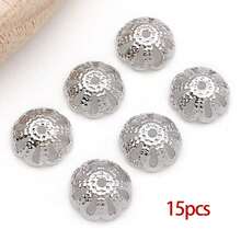 15个18K镀金花朵珠帽，精美镂空黄铜珠帽，适用于DIY工艺品，如耳环、手链、项链等珠宝工艺品。 - 彩色 - 查看 10