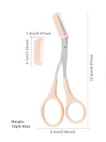 2pcs Eyebrow Grooming Kit Includes Angled Eyebrow Razor And Eyebrow Scissors With Comb Attachment. Crescent-Shaped Eyebrow Trimmer With Safety Guard, Ideal For Beginners. This Eyebrow Grooming Tool Set Can Also Serve As A Multipurpose Hair Removal Accessory For Women. Suitable As A Valentine's Day Or Mother's Day Gift, Compact Design For Easy Travel. - Multicolor - View 8