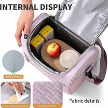 Bolsa De Almuerzo,Bolsa De Almuerzo De Pana Unisex, Gran Capacidad, Bolsa Térmica Reutilizable, Adecuada Para El Trabajo, Picnics O Viajes - Morado - Ver 6