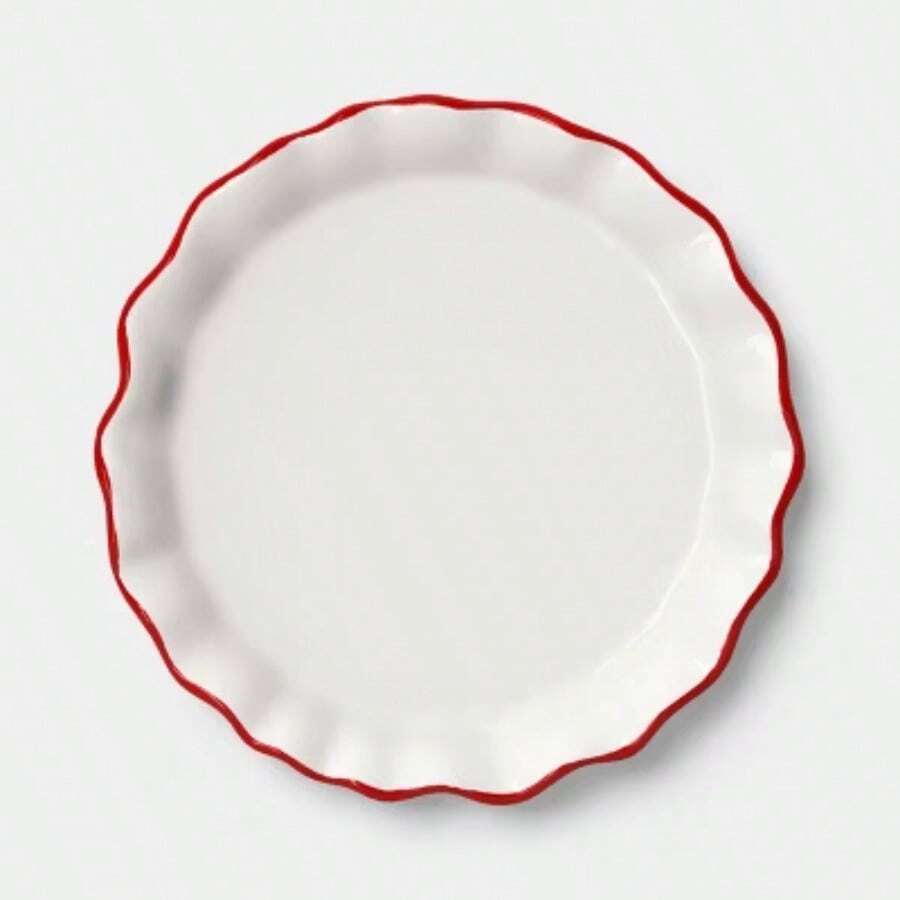 6" Valentine's Stoneware Appetizer Plate Scallop Red - Mặc định - Xem 1