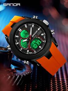 SANDA 6279 Men's Quartz Watch, Large Dial, Calendar, Luminous, Waterproof, Outdoor Sports Digital Watch - 橘色 - 查看 2