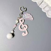 1 chiếc móc khóa nữ kiểu Hàn Quốc cổ điển mới, chấm bi, sọc, hình nốt nhạc, dây acrylic, mặt dây chuyền hình bướm lấp lánh, phụ kiện móc khóa túi xách dự tiệc dễ thương, sáng tạo theo phong cách vintage. - Nhiều màu - Xem 5