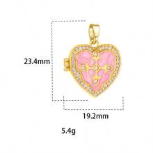 1pc Fashionable Heart Shaped Pendant, DIY Pendant, Niche Design High-End Creative Colorful Enamel Photo Box Copper Gold-Plated Necklace Pendant For Women
