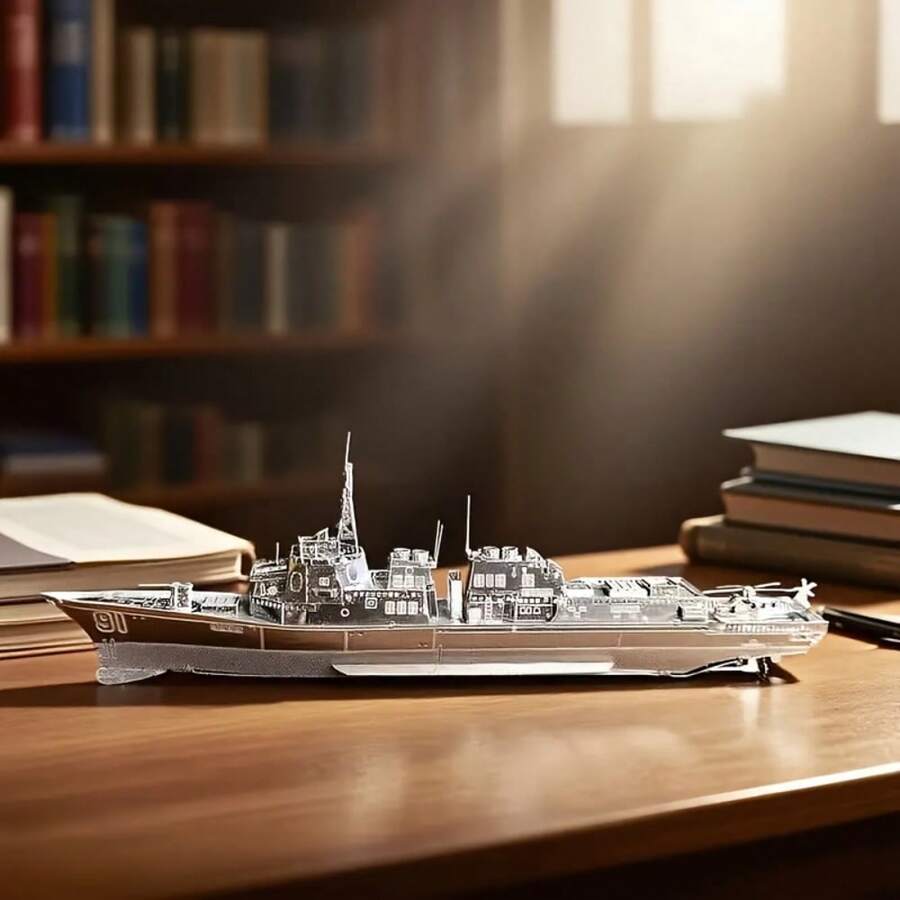 1 Set DIY Metal Assembly Toy Ship Model, For Ages 14+ Only, 3D Puzzle Game Creative Toy Warship Model, Craft Home Decor, Artwork, Birthday Gift