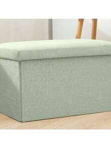 1pc Foldable Linen Storage Ottoman, Large Capacity, Suitable For Shoe Changing Or Sofa Bench, Multi-Functional Storage Stool
