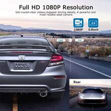 Front And Rear Dual-Lens Dash Cam, Front And Rear 1080P Full HD - 170° Ultra-Wide-Angle Car Camera, Equipped With A 3.0-Inch LCD Screen, Enhanced Night Vision And Wide Dynamic Range (WDR), G-Sensor Collision Detection, Loop Recording, And 24-Hour Parking Monitoring. SD Card Or Storage Card Not Included. - S680 - 查看 5