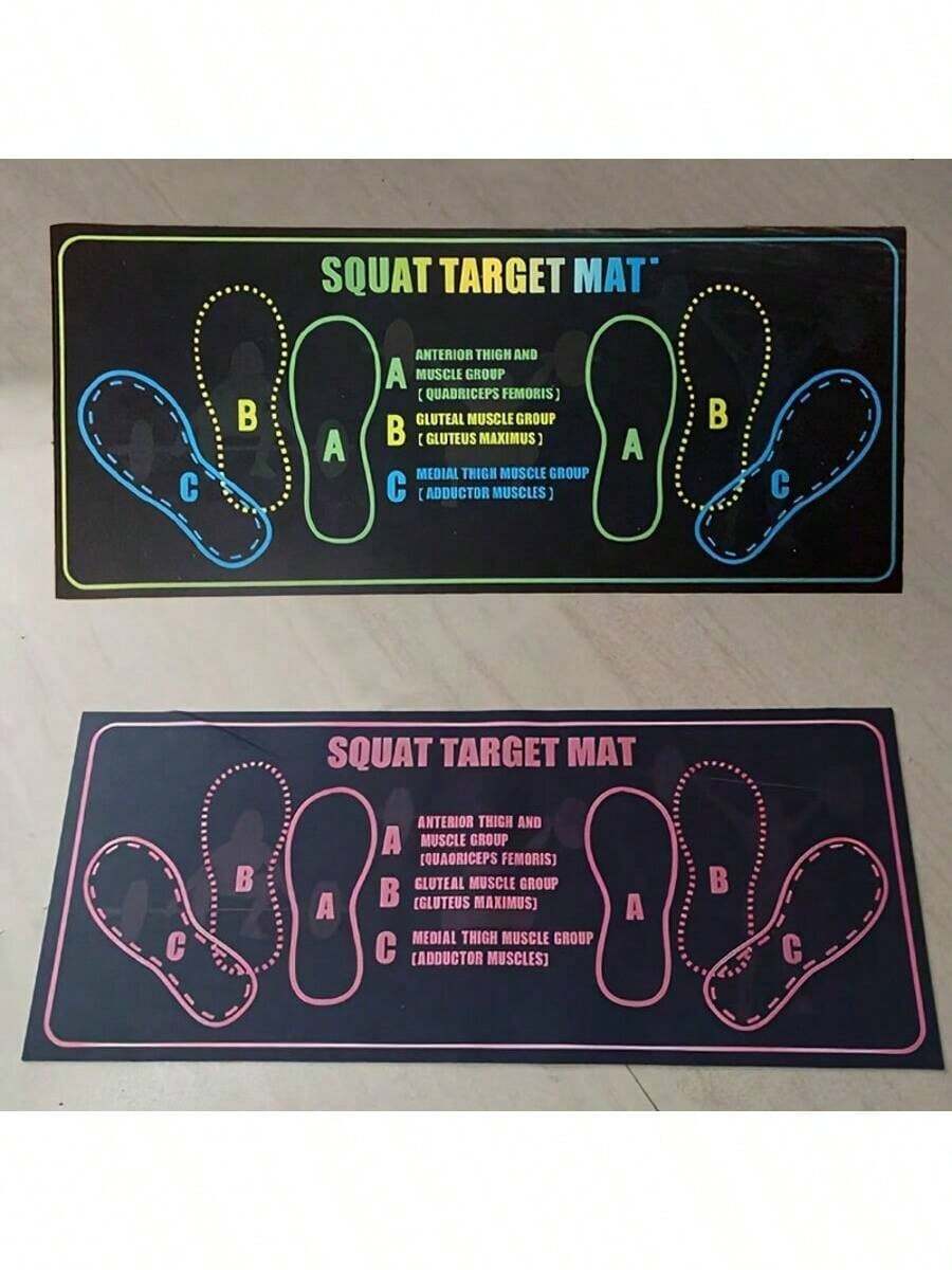 1pc With Clear A/B/C Foot Position Markers, This Mat Eliminates Guesswork For Narrow, Wide, Or Sumo Squats. Beginners Can Avoid Bad Form (And Injury), While Advanced Users Can Fine-Tune Stance To Target Specific Muscles (Glutes, Quads) - Multicolor - View 1