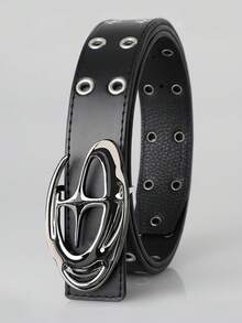 1件装时尚休闲金属铆钉孔眼腰带，男女通用街头风牛仔裤腰部装饰配饰，适合日常通勤、返校、约会和旅行度假。 - 骷髏金扣 - 查看 10