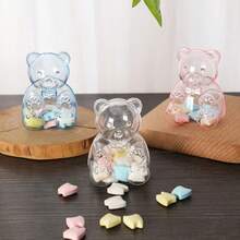 1pc Transparent Candy Boxes, Bear Shaped Detachable Containers With Lids, Suitable For Wedding, Birthday, Christmas, Halloween, Easter, Gender Reveal Party, Candy, Cake, Chocolate Display - Multicolor - View 4