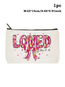 1/2个可爱爱心帆布手提袋，单面印花，可重复使用购物袋，大容量，帆布材质，爱心礼物，情人节礼物，浪漫情人节礼物，休闲风格 - 彩色 - 查看 25