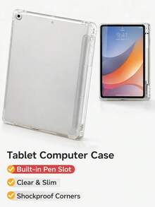 Funda protectora transparente para tableta con ranura para bolígrafo, cubierta protectora ultra delgada a prueba de golpes, compatible con iPad, tabletas, múltiples modelos disponibles - Multicolor - Ver 3