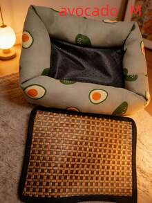 1件装水果印花帆布耐用防抓仓鼠窝垫，不可机洗，适用于松鼠、蜜袋鼯、兔子、小型宠物，全年适用（款式随机） - 彩色 - 查看 9