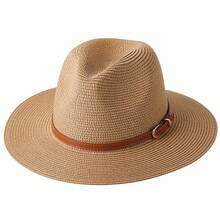 Mũ rộng vành mùa hè mới, mũ rơm kiểu Anh unisex dành cho bãi biển, bảo vệ da khỏi ánh nắng mặt trời. - mũ - Xem 1