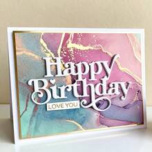 1pc Happy Birthday Metal Cutting Die, Suitable For Scrapbooking, Embossing, Handmade Card Making, Gift Card Crafting - Silver - View 2