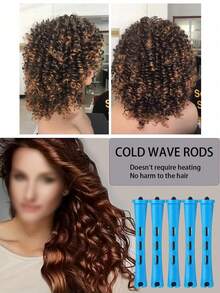 免加热卷发棒套装 - 打造自然波浪 - 适合DIY造型，长/中/短发适用，无需加热，适用于美发沙龙、美容院、返校季、旅行等场合的造型工具和配件，女士卷发棒，卷发器 - 藍色 - 查看 3