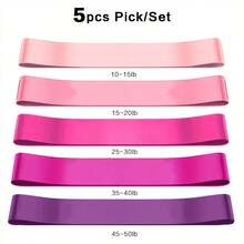 5-Piece Pink TPE Yoga Resistance Loops - Fitness Bands, Non-Slip Lightweight, Soft & High Elasticity, Anti-Deformation, Light Tension, Ideal For Yoga, Squats, Glute Training, Enhances Flexibility, Perfect For Christmas & Valentine's Day,5pcs. - Pink - View 4
