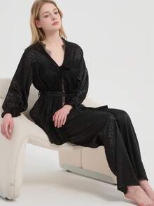 New Women's Fashion Casual Pajamas & Loungewear Set - Black - View 3