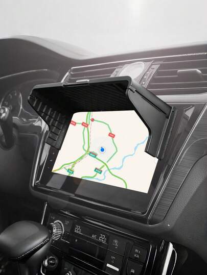 Universal Car Navigation Sunshade –Light Shield For Displays Adjustable Length Up To 27.6cm, 180-Degree Rotatable Side Flaps, Anti-Glare Screen Protector For Dashboard Display, Easy Install & Clear View