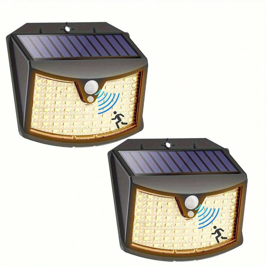 70 LED Solar Powered Outdoor Wall Light, IP65 Waterproof, With Motion Sensor, 3 Working Modes, Easy Installation, Automatically Switches From Dusk To Dawn, Suitable For Garage, Yard, Fence And More