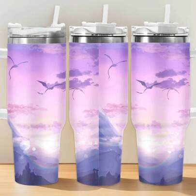 1 40oz Stainless Steel Cup With Handle|Elysium S Gas|A Great Gift For Any Occasion|Thermal Mug|After Exercise, Sip The Smoothie|Ideal For Family And Friends|Insulated Coffee Cup, Office Drinkware, Travel Mug, Fashionable Mug, Portable Cup, Leak-Proof Lid, Reusable Cup,  Cup, Fitness Enthusiast, Coffee Enthusiast Durable Stainless Steel Water Bottle With Detachable Cup For Daily Use, Water Bottle Coffee Bar Essentials| Perfect Grandpa Grandma & Best Friend Gifts