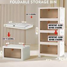4 Tier Plastic Storage Bins With Lid 23QT, Stackable Storage Containers With Wheels, Folding Storage Boxes, Collapsible Storage Bins, Closet Organizers And Storage For Living Room,Office,Dorm - mặc định - Xem 7