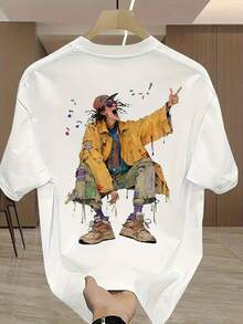 playera de hombre Camiseta de Hombre de Peso Pesado 100% - con Estampado Gráfico Amarillo, Cuello Redondo Casual, Corte Regular, Estilo Verano, Patrón Geométrico, Ropa Casual cosas de hombre streetwear  ropa  hombre - Blanco - Ver 1