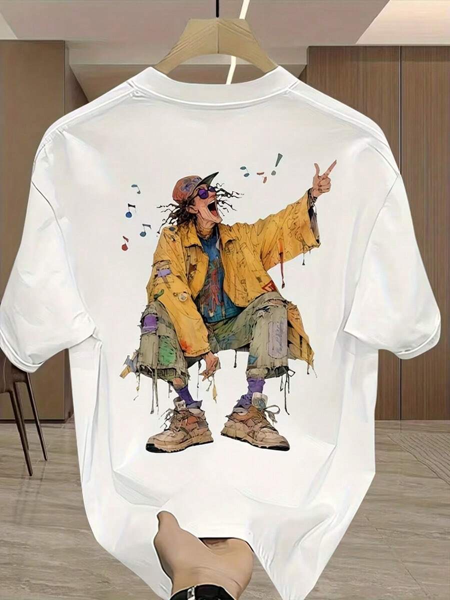 playera de hombre Camiseta de Hombre de Peso Pesado 100% - con Estampado Gráfico Amarillo, Cuello Redondo Casual, Corte Regular, Estilo Verano, Patrón Geométrico, Ropa Casual cosas de hombre streetwear ropa hombre - Blanco - Ver 1