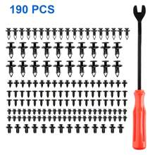 190pcs Car Retainer Clips, 6 Size Plastic Fasteners Kit With Remover Tool, Universal Auto Trim Panel Clip Bumper Push Rivet Clips, Black - A - View 1