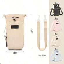 1pc Portable Water Bottle Bag, Crossbody Water Cup Holder With Adjustable Strap, Multifunctional Pouch For Travel, Hiking, Cycling With Phone Pocket - D - View 3