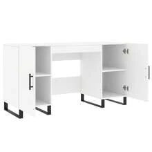 Larryhot Escritorio madera de ingeniería blanco 140x50x75 cm, Fácil de montar, diseño elegante y práctico para organizar, la elección ideal para el trabajo y el almacenamiento en el hogar o la oficina - Blanco - Ver 4