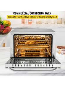 66L Commercial Convection Oven, 60Qt Half-Size Conventional Oven Countertop, 1800W 4-Tier Toaster With Front Glass Door, Electric Baking Oven With Trays Wire Racks Clip Gloves, 120V, ETL Listed - 銀色 - 查看 2