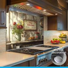 1片装经典装饰图案墙贴 - 高品质自粘PVC厨房防溅贴纸，现代风格，适用于厨房和客厅装饰，2D平面设计 - 彩色 - 查看 3