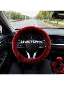 3件套毛绒兔子汽车方向盘套，蓬松冬季方向盘套，弹性车把套，方向盘套，汽车轮毂套，方向盘套，汽车配件，方向盘套，女士方向盘套