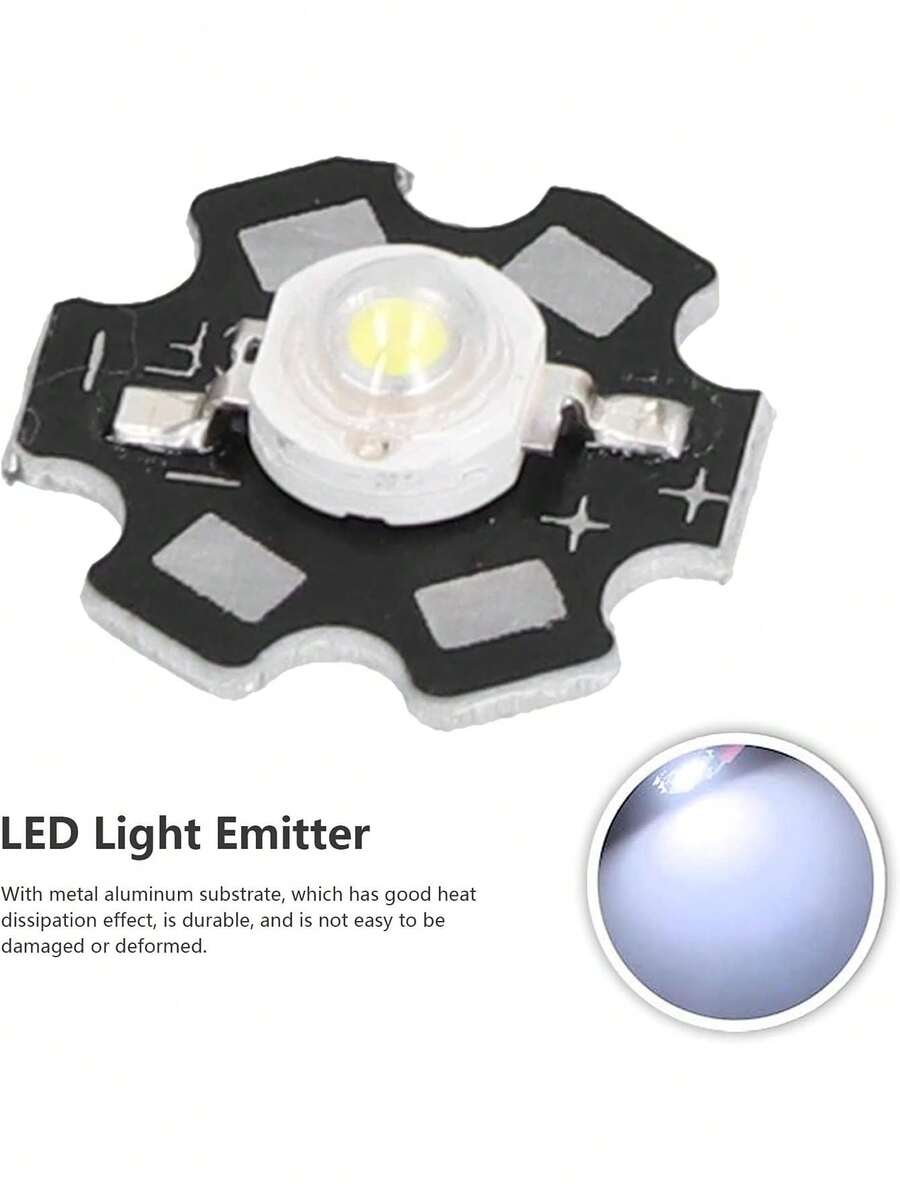 10Pcs Chips de Cuentas LED de Luz Blanca 1W 6500k 90lm Diodos Emisores LED Emisores Resaltan Cuentas de Luz con Base de Aluminio para Accesorios de Iluminación DIY,39171087 - Multicolor - Ver 1