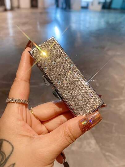 Luxury Fashion BlingBling Rhinestone-Encrusted Pill Organizer, Portable Mini Compartment Medicine Storage Box, Unscented Plastic And Stainless Steel Vitamin Case, Daily Medication Holder | Sparkling Appearance | Construction