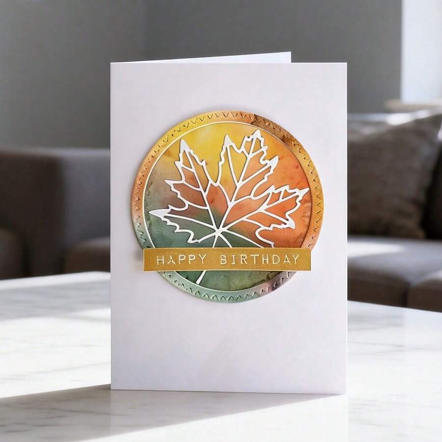 Creative Leaves And Circles Cutting Dies, DIY Scrapbooking Album And Embossing Stencil, Greeting Card Making Tool, Card Paper Cutting Crafts ,Gift Card Making Template Die Cuts. - Silver - View 1