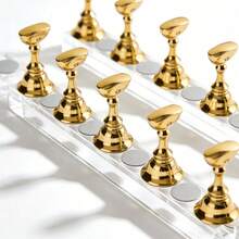 5件套金色指甲油展示架，Y2K磁性美甲练习架，亚克力美甲沙龙设备及装饰，适合初学者美甲展示和练习，法式美甲训练套装 - 彩色 - 查看 3