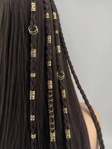 41pcs Women's Hollow Braiding Clips, Scrunchies, Dreadlocks Decorations, Y2K Style Metal Hair Accessories, Punk Fashion Braiding Hair Clips