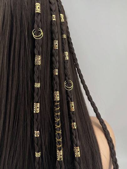 41pcs Women's Hollow Braiding Clips, Scrunchies, Dreadlocks Decorations, Y2K Style Metal Hair Accessories, Punk Fashion Braiding Hair Clips