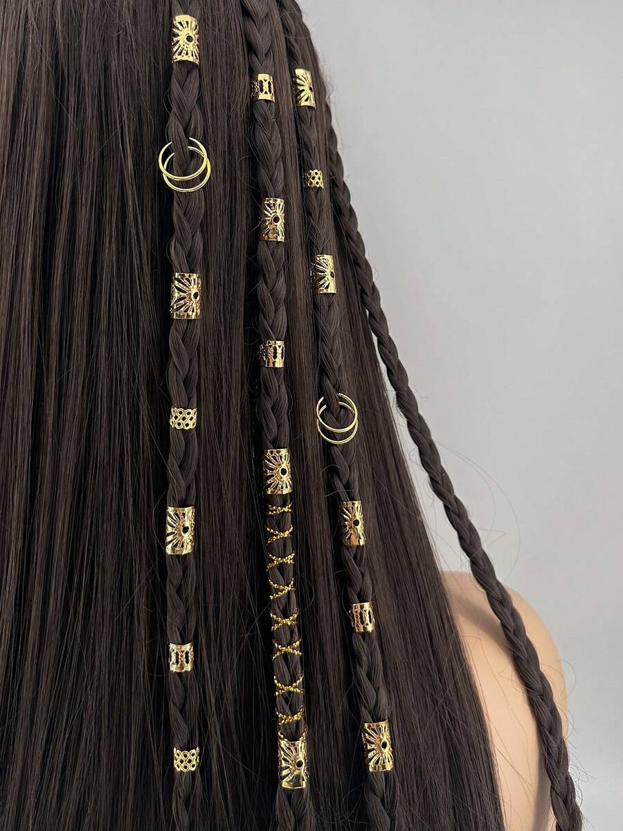 41pcs Women's Hollow Braiding Clips, Scrunchies, Dreadlocks Decorations, Y2K Style Metal Hair Accessories, Punk Fashion Braiding Hair Clips