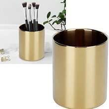 TOPINCN Titular de la Pluma de Acero Inoxidable Floreros Pluma Maquillaje Pincel Contenedor Lpiz Taza Organizador de Escritorio(Oro) - como se muestra en la figura - Ver 8