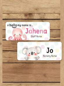 Customized Medical Staff Name Brooch/Name Tag, Personalized Name Plate, Cute Animal Polka Dot Style Custom Brooch, Suitable For Nurses, Doctors, Students, Midwives And Hospital Use - Multicolor - View 4