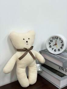 25 cm/9,84 Zoll beiger Teddybär Plüschspielzeug, niedlicher Schleife Kuscheltier, hautfreundliches weiches Plüschtier für Babys & Kinder, perfektes Geschenk für Babyparty, Geburtstag, Weihnachten, süße Akzentdekoration für Kinderzimmer - Champagnerfarben - Übersicht 4