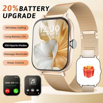 SIMSONLAB 1 Peça Pulseira de Relógio de Silicone de 4,65 cm, Pulseira de Relógio Inteligente de Aço, Chamada Sem Fio, Relógio Inteligente Esportivo Fashion Unissex, Compatível com Android e iOS