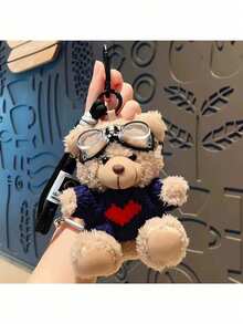 1pc Cute Bear Pendant Keychain, Fashionable Accessory For Women, Delicate Bag Hanging Chain