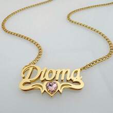 个性化生日首饰套装 - 定制名字项链和耳环，个性化名字首饰套装 - 定制名字吊坠项链和耳环，生日石心形吊坠，钻石项链，名字耳环，生日石首饰，女士礼物，镀金个性化首饰，适合女性、女孩和青少年 - 彩色 - 查看 10