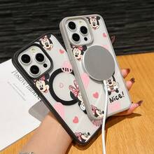 Disney Patterned Phone Case. Mickey Mouse, Stitch, Donald Duck, Minnie Mouse, Goofy, Pluto, And Daisy Duck Pattern. Magnetic Phone Case.  Compatible With IPhone 17, 16, 15, 14, 13, 12 Pro Models And Galaxy, Offering Shockproof Protection. A Special Gift For Family, Friends, Birthdays, Holidays, And Special Occasions. A Stylish And Fun Accessory To Brighten Up Your Device With What And What Flair. - 黑色 - 查看 5